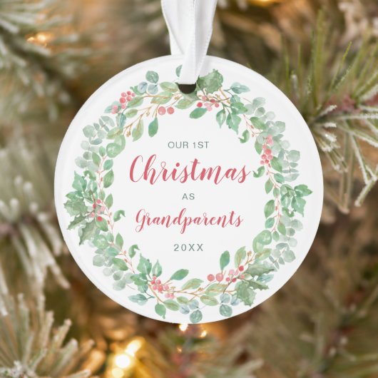 Krans Foto Onze Eerste Kerstmis als Grootouders Ornament (Boom)