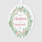Krans Foto Onze Eerste Kerstmis als Grootouders Ornament (voorkant)