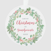 Krans Foto Onze Eerste Kerstmis als Grootouders Ornament (voorkant)