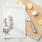 krans gepersonaliseerde monogram Initiaal thee Theedoek (Quarter Fold)