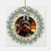 Krans gouden Lijst aangepaste huisdier foto Keramisch Ornament (Achterkant)