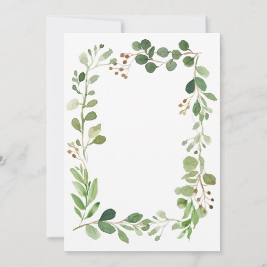 Krans Greenery Baby shower Kaart (Achterkant)