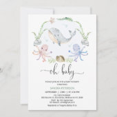 Krans Grijze Walvis Oh Baby Onder Zee Baby shower Kaart (Voorkant)