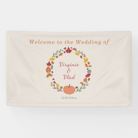 Krans & Herfst Bruiloft Banner (Horizontaal)