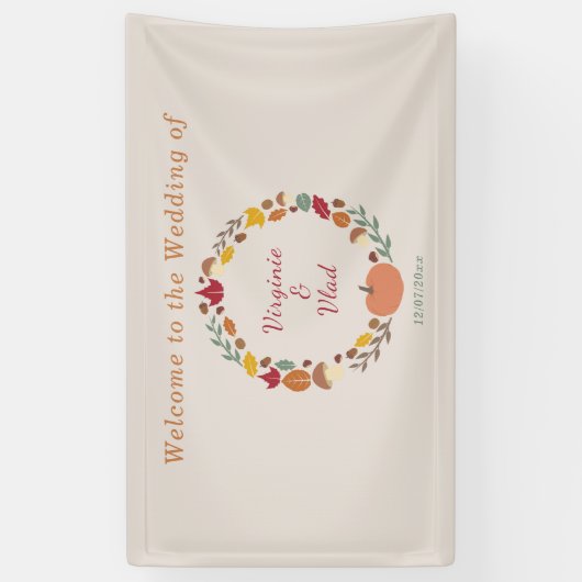 Krans & Herfst Bruiloft Banner (Verticaal)