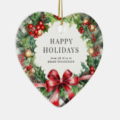 Krans Holly Berries Black Plaid Business Keramisch Ornament (Rechts)