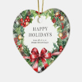 Krans Holly Berries Black Plaid Business Keramisch Ornament (Links)