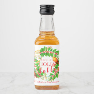Krans Holly Jolly Familie Witte Drank Label Set Likeurfles Etiket