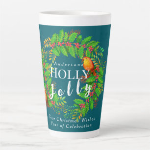Krans Holly Jolly Family Donker Blauwgroen Latte Mok
