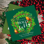Krans Holly Jolly Family Green Feestdagenkaart<br><div class="desc">Aantrekkelijke kerstkrans met roodborstjes.</div>