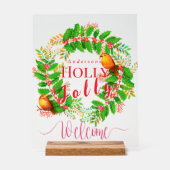 Krans Holly Jolly Family White Acryl Bord (Voorkant)