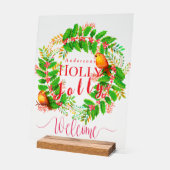 Krans Holly Jolly Family White Acryl Bord (Hoek)