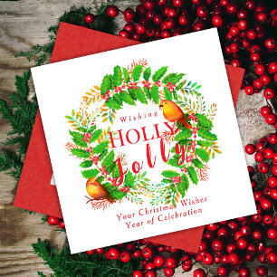 Krans Holly Jolly Family White Feestdagenkaart