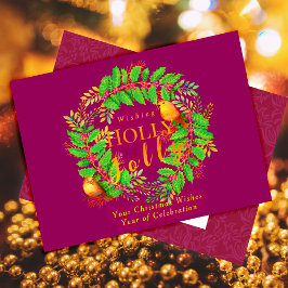 Krans Holly Jolly Family Wine Folie Feestdagen Briefkaart