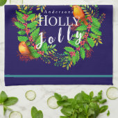 Krans Holly Jolly Navy Theedoek (Gevouwen)