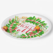 Krans Holly Jolly White Papieren Bordje (Gekanteld)