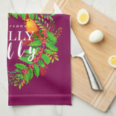 Krans Holly Jolly Wine Theedoek (Quarter Fold)