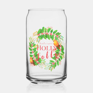 Krans Hulst Kerst Licht Teal Blikvorm Glas