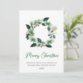 Krans Hulstbes Kerstmis  Feestdagenkaart (Staand voorkant)