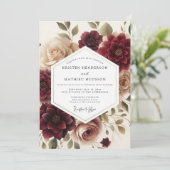Krans Huwelijk met scharlaken en taupe tinten Kaart (Staand voorkant)