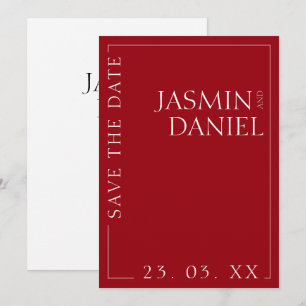 Krans Huwelijk Minimalistische Typografie Rood Wit Save The Date