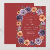 Krans Huwelijk Rode Bloemen Kaart (Voorkant / Achterkant)