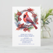 Krans kardinaal met Blue Font Party Kaart (Staand voorkant)