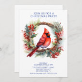 Krans kardinaal met Blue Font Party Kaart (Voorkant / Achterkant)