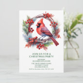 Krans Kardinaal met Groene Font Party Kaart (Staand voorkant)