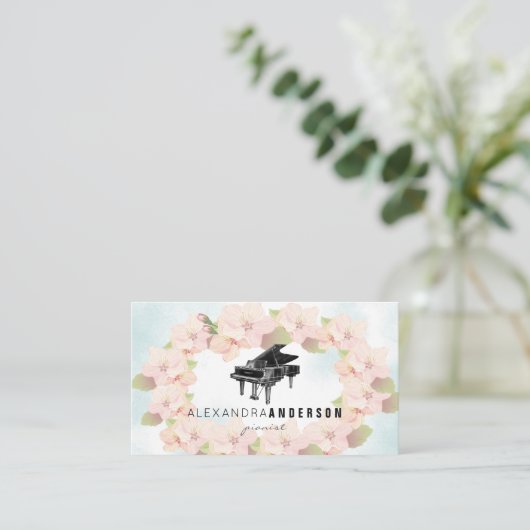 Krans Kersenbloesems  Piano Visitekaartje (Staand voorkant)