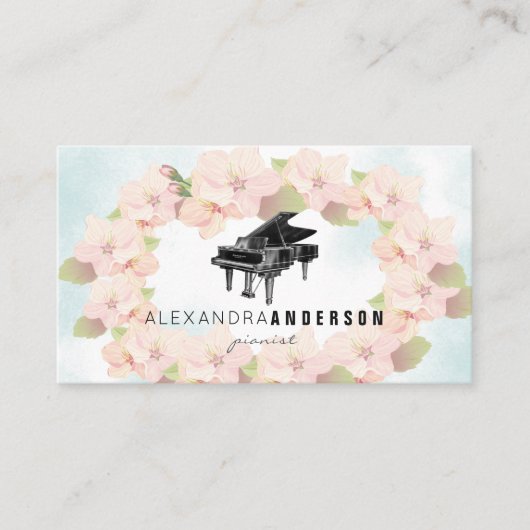 Krans Kersenbloesems  Piano Visitekaartje (Voorkant)