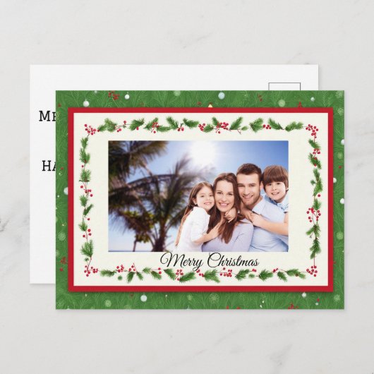 Krans Kerst Ansichtkaart - Eigen Foto Feestdagenkaart (Voorkant / Achterkant)