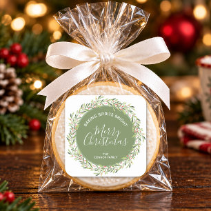 Krans Kerst Bakgeesten Opgelucht Vierkante Sticker