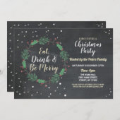 Krans Kerst Diner Feestdag Krijt Kaart (Voorkant / Achterkant)