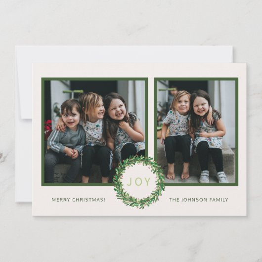 Krans Kerst Feest Foto Kaart (Voorkant)