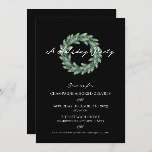 krans kerst feest uitnodiging (Voorkant / Achterkant)
