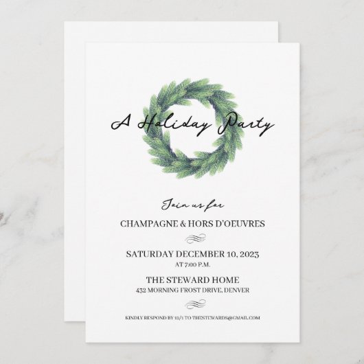 krans kerst feest uitnodiging (Voorkant / Achterkant)