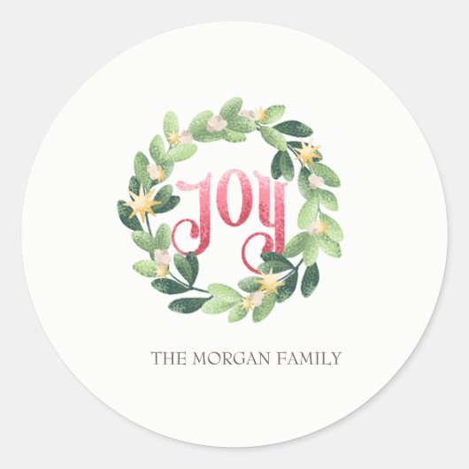 Krans Kerst Feestvreugde Ronde Sticker (Voorkant)