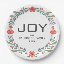 Krans Kerst Florale Familie Naam op Maat Papieren Bordje