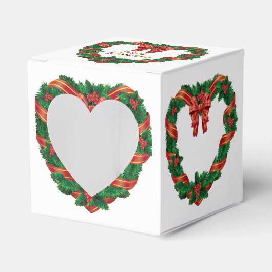 Krans Kerst Hart Venster Favor Doos Bedankdoosjes (Voorkant Zijde)