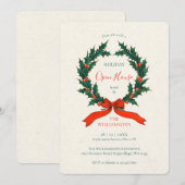 Krans Kerst Open Huis Uitnodiging Vintage (Voorkant / Achterkant)