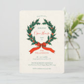 Krans Kerst Open Huis Uitnodiging Vintage (Staand voorkant)