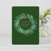 Krans Kerst Vakantie Plat Kaart Vrede op Aarde (Staand voorkant)