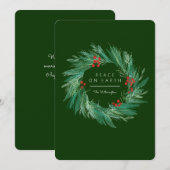 Krans Kerst Vakantie Plat Kaart Vrede op Aarde (Voorkant / Achterkant)