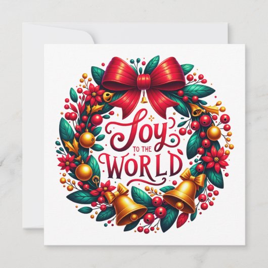 Krans Kerstkaart 'Joy to the World' (Voorkant)