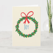 Krans kerstkaart met lint en kerstballen kaart (Voorkant)