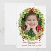 Krans kerstkaart met vakantiefoto (Voorkant / Achterkant)