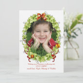 Krans kerstkaart met vakantiefoto (Staand voorkant)