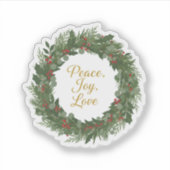 Krans Kerstmis Bericht Vrede Vreugde Liefde Klassi Sticker (Voorkant)