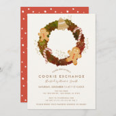 Krans Kerstmis Cookie Exchange Party uitnodiging (Voorkant / Achterkant)